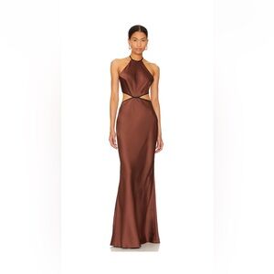 Edem backless maxi dress in chocolate